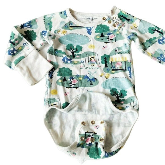 Polarn O'Pyret 6-9 Months Grow Snap Onesie Bodysuit POP Park